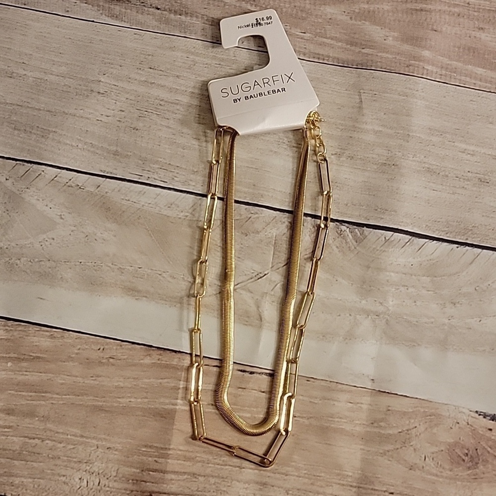 Gold Toned Double Chain Necklace